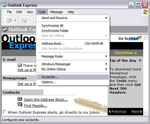 outlook express mail ru